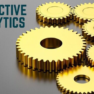 a picture that has predictive analytics written next to a few gears in gold