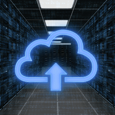 computer image of a cloud with an arrow in it pointing up