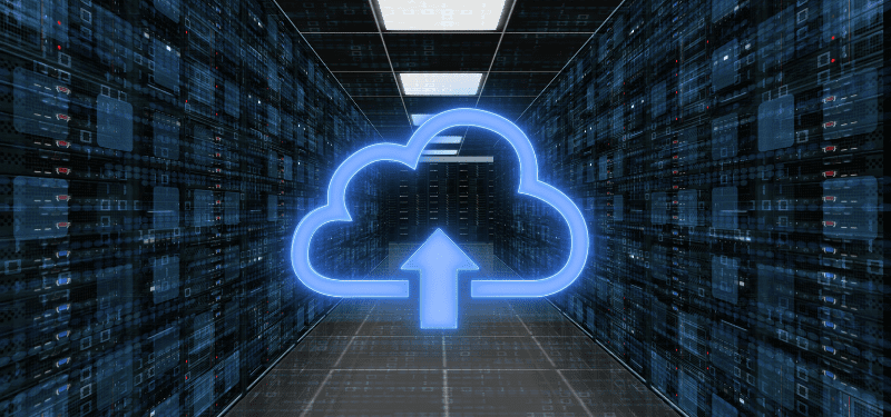 computer image of a cloud with an arrow in it pointing up