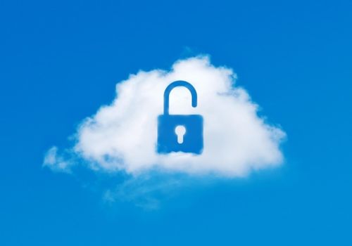 image of a blue sky and a white cloud with a lock in the middle of ti