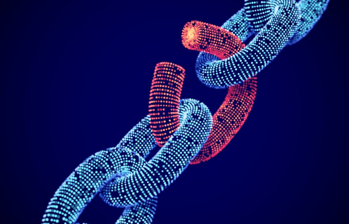 a chain link breaking in a cyber design
