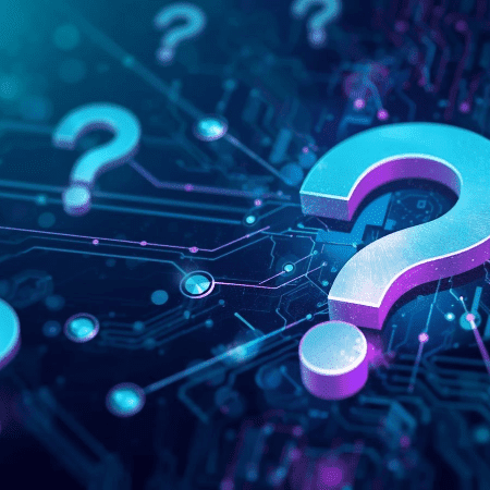 question marks over a cyber background