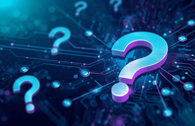 question marks over a cyber background