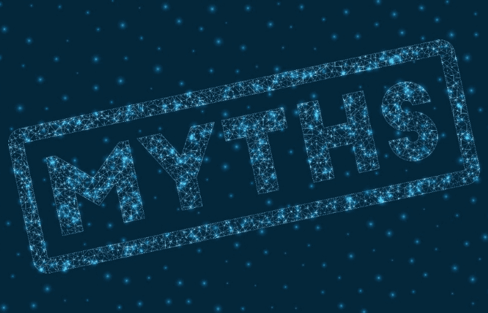 a digital display that reads "myths"
