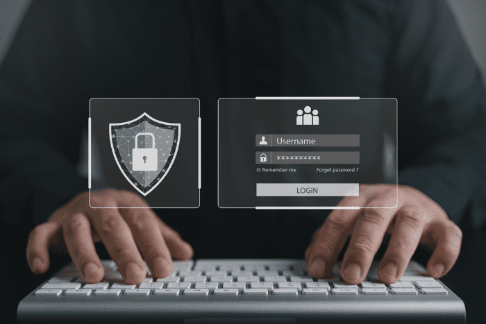 person trying to login to computer with username and password