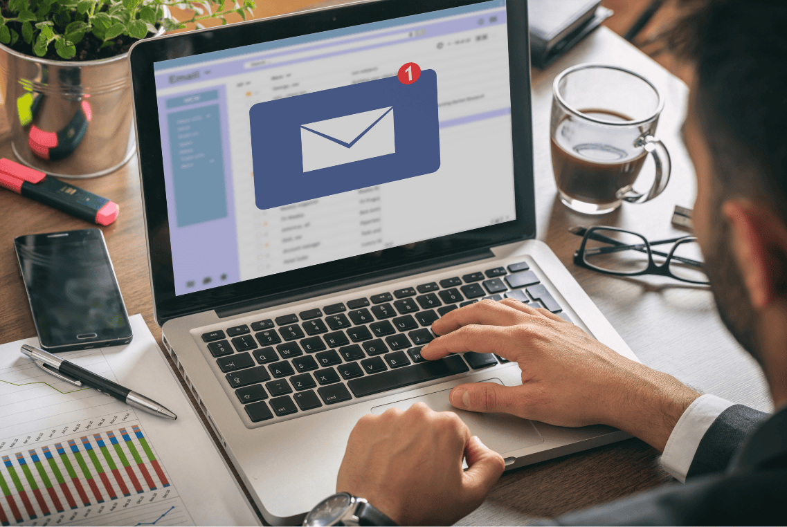 employee receiving security awareness training email